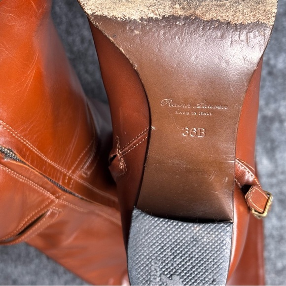 Ralph Lauren Purple Label Heeled Leather Platform Riding Boots Brown 36/ 6 - Picture 11 of 11